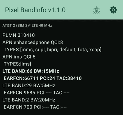 Screenshot from Pixel BandInfo showing a QCI of 8