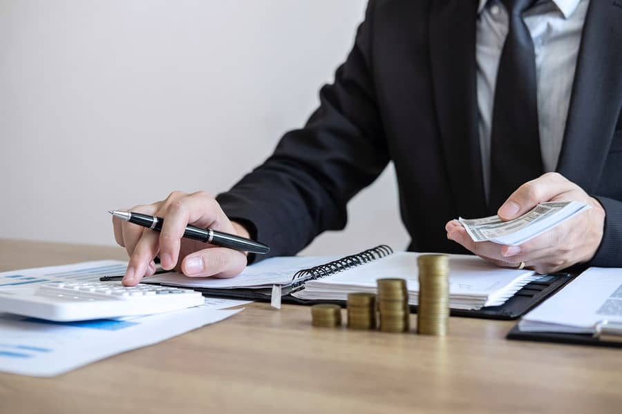 Accountant calculating