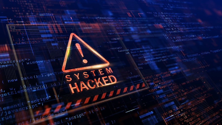 Image reading "system hacked"