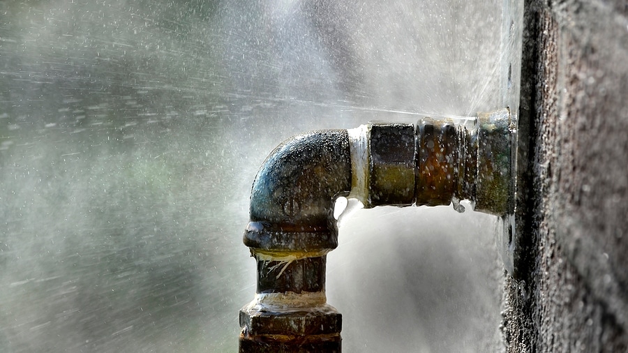 A pipe leaking