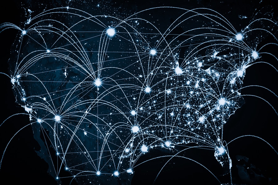USA Map Abstract Showing Concept Of Network Connections