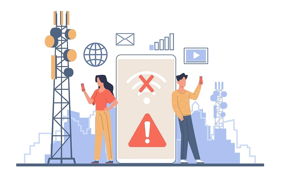 Cartoon image illustrating a loss of a wireless connection