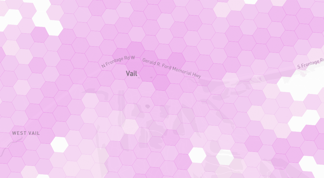 Screenshot showing Coverage Critic's coverage map in Vail, CO