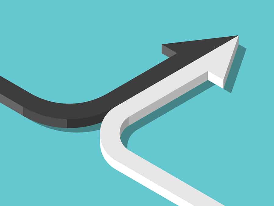 Two arrows merging into one
