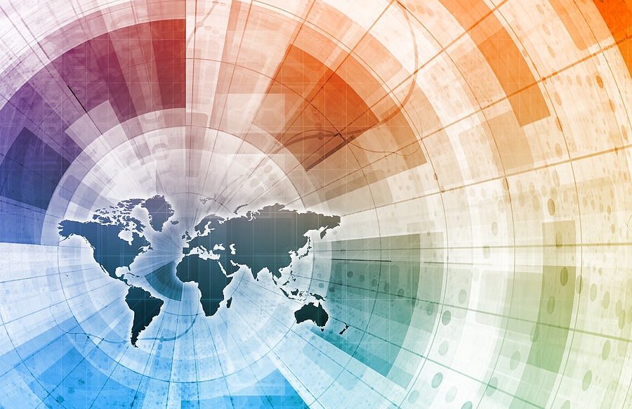 Colorful visual representation of a world map