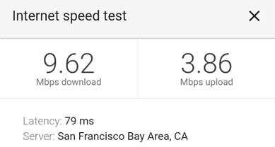 10Mbps speed test result