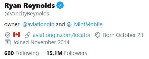 Reynold's Twitter Bio Screenshot