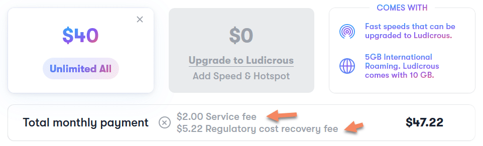 US Mobile's hidden fees