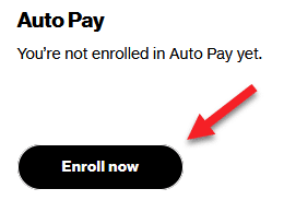 Screenshot of Verizon's Auto Pay enrollment