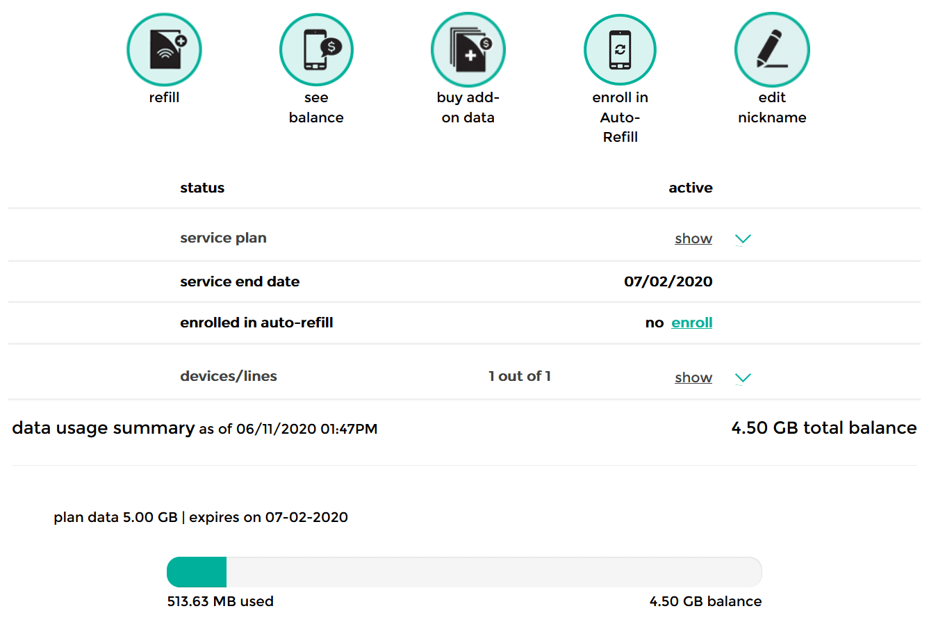 Total Wireless web interface screenshot