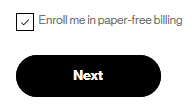 Screenshot of checkbox during checkout offering paper-free billing
