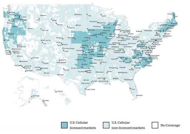 Map of licensed U.S. Cellular markets