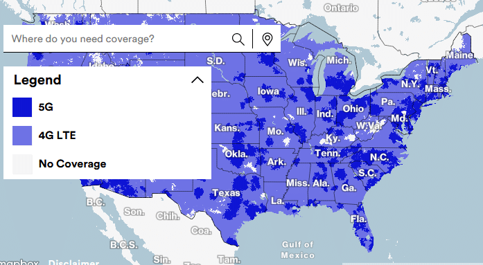 Current 5G Coverage Map