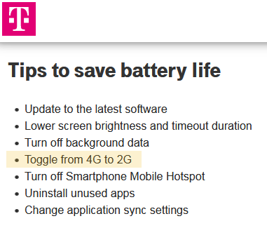 T-Mobile tips for saving battery life