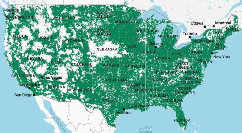 Mint Mobile coverage map from October 2021