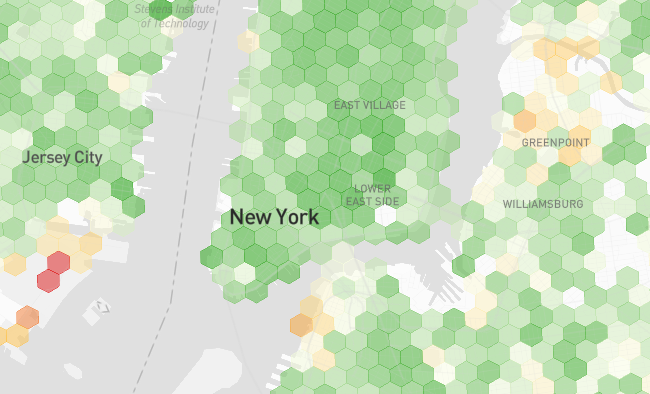 Coverage map image showing New York City mostly in green (indicating a strong signal)